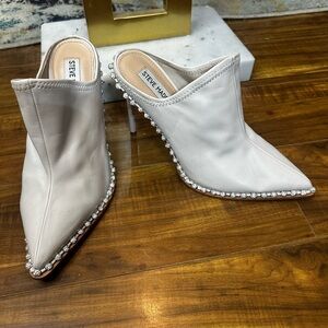Steve Madden Cream Embellished Mules